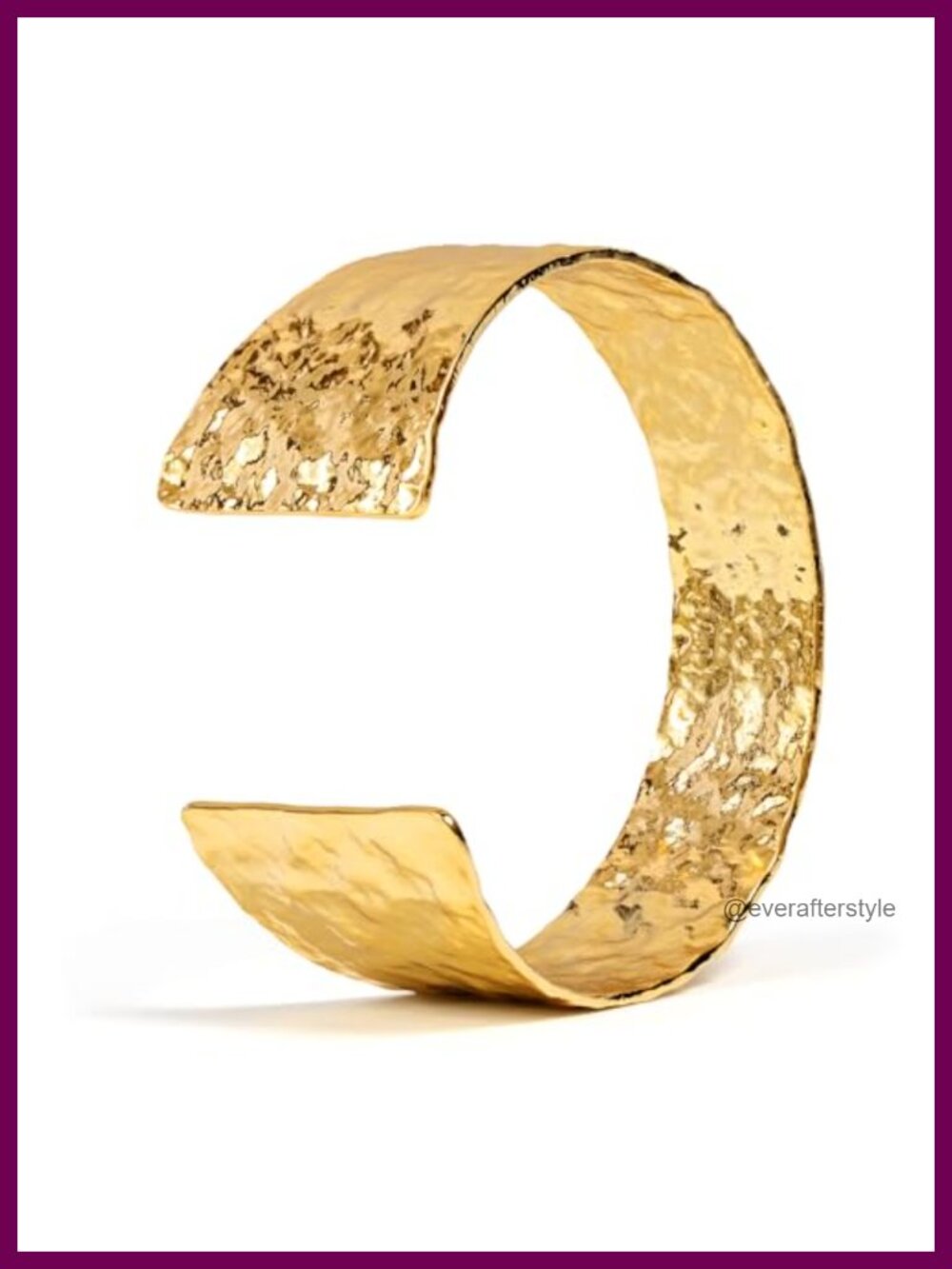 Chunky Hammered Wide Open Cuff Bracelet 14K Gold Plated Adjustable Statement